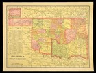 Antique Indian Territory Map Of Oklahoma Wall Art Old Original Atlas Vintage