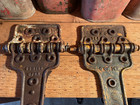 Pair Vintage Cast Iron Railroad Box Car Door Hinges Farm Fresh 15-inch   E  