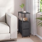 Small Narrow End Table With Charging Station  Side Table With Outlets  Nights   