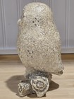 Owl Creamy White Shimmering Resin Stone Look Sitting On A Stump  