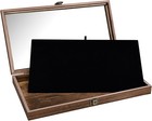 Wooden Jewelry Display Case With Tempered Glass Lid And Removable Black Luxur   