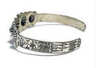 Vintage Sanford Stamped Native American Small Silver Tone Cuff Bracelet