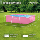 Intex 7ft Rectangular Metal Frame Outdoor Backyard Swimming Pool 439 Gal Pink