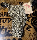 Vintage Empire Intimates Thong Panty    Garter Belt     Large   Black   Gold