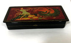 Russian Lacquer Fairy Tale Folk Lore Hinged Wooden Box Russia Hand Painted