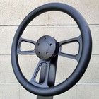 16 Inch Black Semi Truck Steering Wheel All Black Vinyl Grip - 5 Hole