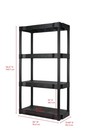 Black Plastic 4-tier Shelving Unit  280 Lb Capacity  56 2x30x13 8 Inches