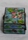 Beautiful Vintage Enameled Cloisonne Mini-pill Box Hinged Flowers