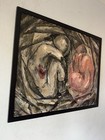 Antique Mid Century Modern Art  Abstract Oil Painting Old Vintage 1950s