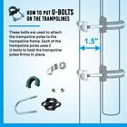Trampoline Safety Enclosure Set  Inside Net  Straight Poles Foam Sleeves U-bolts