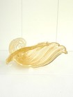 Mid Century Seguso Murano Glass Cornucopia   Clam Shell Centerpiece Bowl In Gold