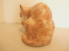 Vintage Elpa Alcobaca Hand Painted Ceramic Orange Cat Figurine Portugal