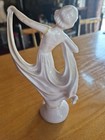 Antique Art Deco Off White Porcelain Dancing Lady Statuette Czechoslavkia