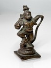 Antique Indian Copper Figurine Of Krishna Subduing A Cobra 19th Century