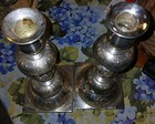 Antique Judaica Warsaw Poland Petticoat Candlesticks Rare 1800   s Silver Plated