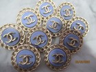 Chanel 10 Buttons   23 Mm  Matte Gold  Tone  Metal    Blue  This Is For 10