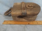 Antique Wooden Block Pulley And Hook rustic Barn nautical Vtg Ship Decor