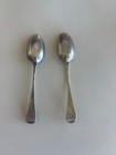 Pair Antique American Coin Silver Teaspoons Fiddle Pattern Monogram Sia 