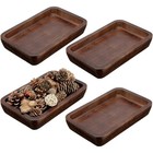 Jingmore 4 Pcs Wooden Bowl Square Tray Dough Charcuterie Board Rustic Winter