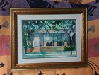 Vintage Watercolor Painting Mcm Architecture Mid-century Modern Art Decor Signed
