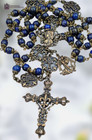 Joan Of Arc   Archangel Michael Heirloom Fleur De Lise Rosary - Bronze   Lapis