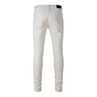 Men s White Skinny Jeans Ripped Knee Stretch Denim Pants With Pleated Patchwork