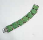 Vintage Enamel On Copper Bracelet Green Panel Mcm Mid Century Modern 50s 6 3 4 