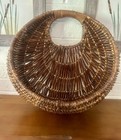 Wicker Wall Hanging Basket  Pocket Basket  Rustic Farmhouse Decor  Vintage