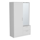 White Armoire With Mirror  1 Door  2 Drawers  6 Shelves  18 3  X 41 9  X 70 9 