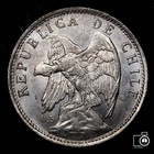 Chile  Santiago Mint  1 Peso 1921  Silver Coin  High Grade 