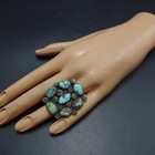 Old Zuni Vintage Turquoise Coin Silver Ring Size 8 5 Hand Applied Stampwork