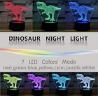 Dinosaur Night Light T-rex 3d Illusion 7 Colors Changing Lamp With Black Base    