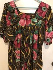 Hawaiian Maxi Mumu Gold Pink Black Floral Handmade Large  Short Sleeve