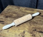 Vintage Springerle Carved Wood Rolling Pin German Cookie W 12 Designs Fish Bird