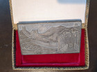 Vintage Great Wall Of China 3d Slate Tile 3x6  Nos Fabric Box Bone Clasp