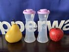 Tupperware Large Hourglass Salt And Pepper Shakers Set Pink Seal New