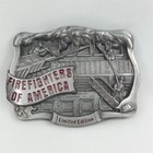 Vintage Metal Belt Buckle Enameled Firefighters Of America Made In Usa 1990s