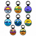 Personalized Scenic Silicone Dog Cat Id Tag Round Custom Engraved
