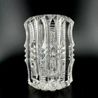 Vintage American Cut Glass Clear Zipper Toothpick Holder Manganese Glow 2 5 