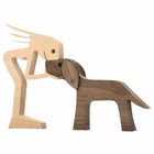 Wooden Statue Sitting Woman And Dog Creative Decor Craft Desktop Figurine Home