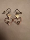 Artisan Made Silver Heart Earrings With Copper Heart And Crystal Stone
