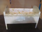 Antique Wood   Wicker White 14  Baby Doll Crib With Padding  18 lg x9 5 wide