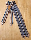 Vintage Leegin Elastic Leather Suspenders Braces X Back Rainbow Stripe Size L