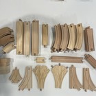 Wooden Train Set 130  Lot W tracks Accessories Signs Cars Trucks Trains And More