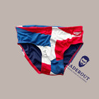 Speedo Men Red Blue White Print Team Endurance  Swim Brief Swimwear Size 30