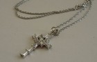 925 Sterling Silver Baguette Cross  Pendant Necklace W 1 25 Ct Accents 18  chain