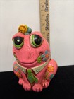 Vtg Frog Bank By Holiday Fair Pink Floral With Original Plug 1968