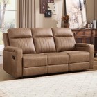 Faux Leather Recliner Sofa Set 79  3-seater W  Chair Storage   Cup Light Brown