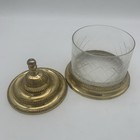 Antique Diamond Cut Crystal And Brass Vanity Jar Powder Container