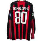 Ac Milan 2008-09 Home Long Sleeve Jersey Ronaldinho  80 Men   s